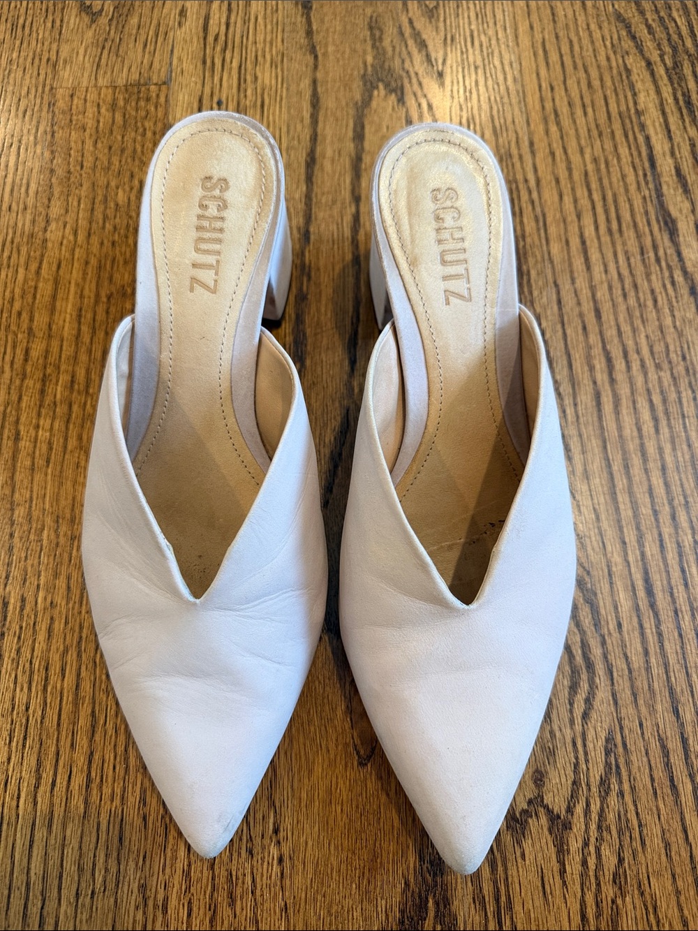Schutz Cream Bone Heeled Slip On Mule 7.5